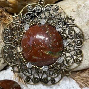 Necklace/ Earnings polymer clay and metal findings with crystals. LL2C NE-200